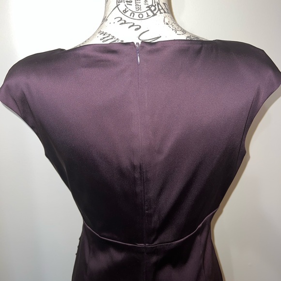 Ralph Lauren Deep Purple Satin Cocktail Dress/Ruched Waist/Size 6 - Picture 7 of 14